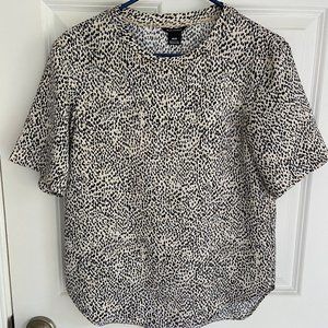 Club Monaco Leopard Print Short Sleeve Blouse